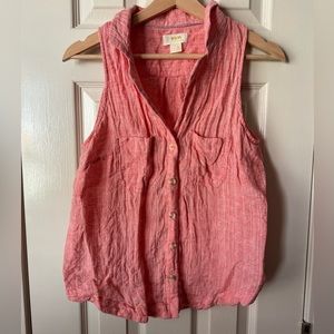 Maeve pink top with white stitching. So cute on!